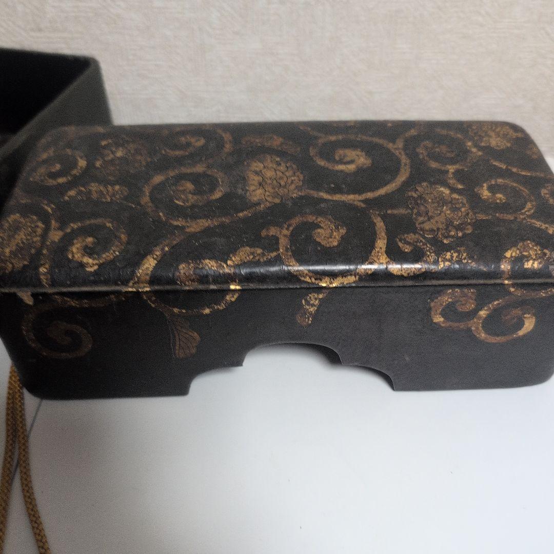 時代物　梨木　文箱　漆箱　漆器 収納箱 金色模様