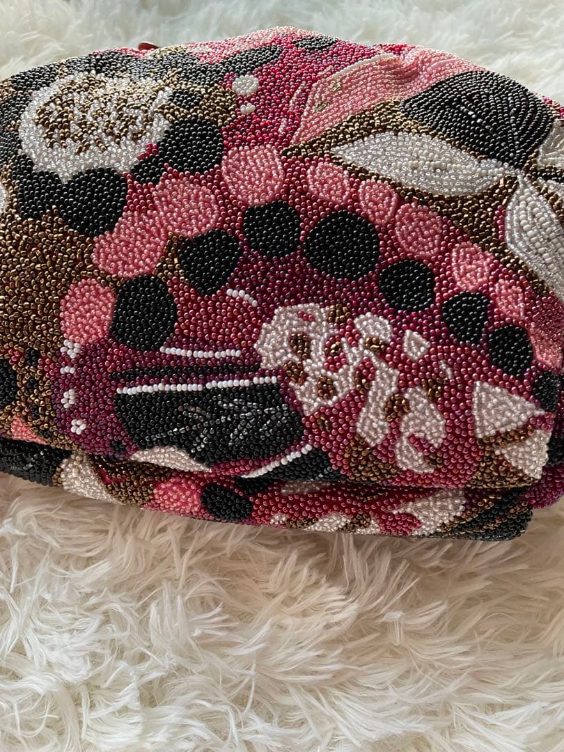 【美品】ビンテージ　総ビーズ　花柄　ハンドバッグ　和装　ビジュー