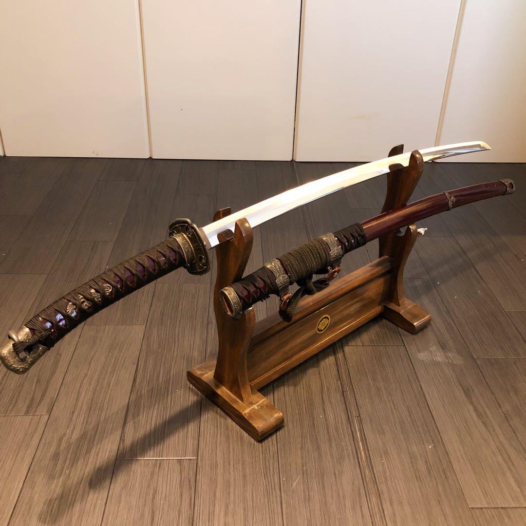 高級模造刀　日本軍拵え　居合刀　樋入刀身　合金刀身　朱拵え　重みあり