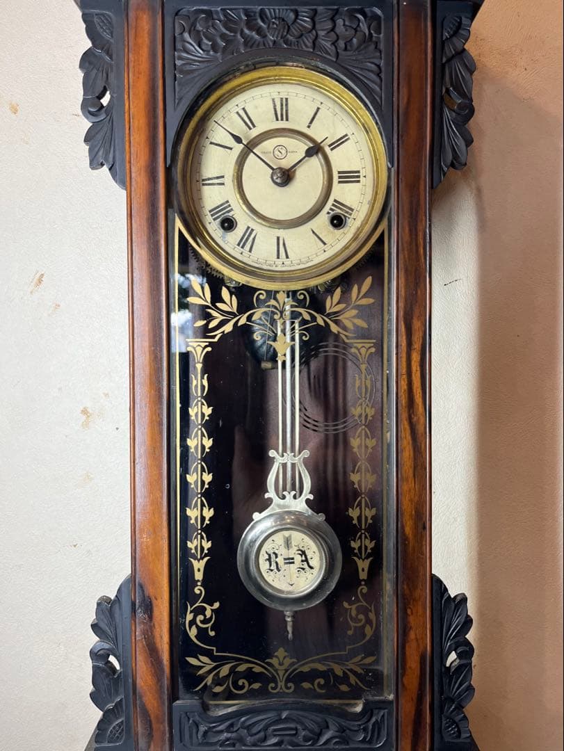 精工舎　黒柿　柱時計　古時計　振り子　ゼンマイ　ユンハンス　アンティーク　レトロ