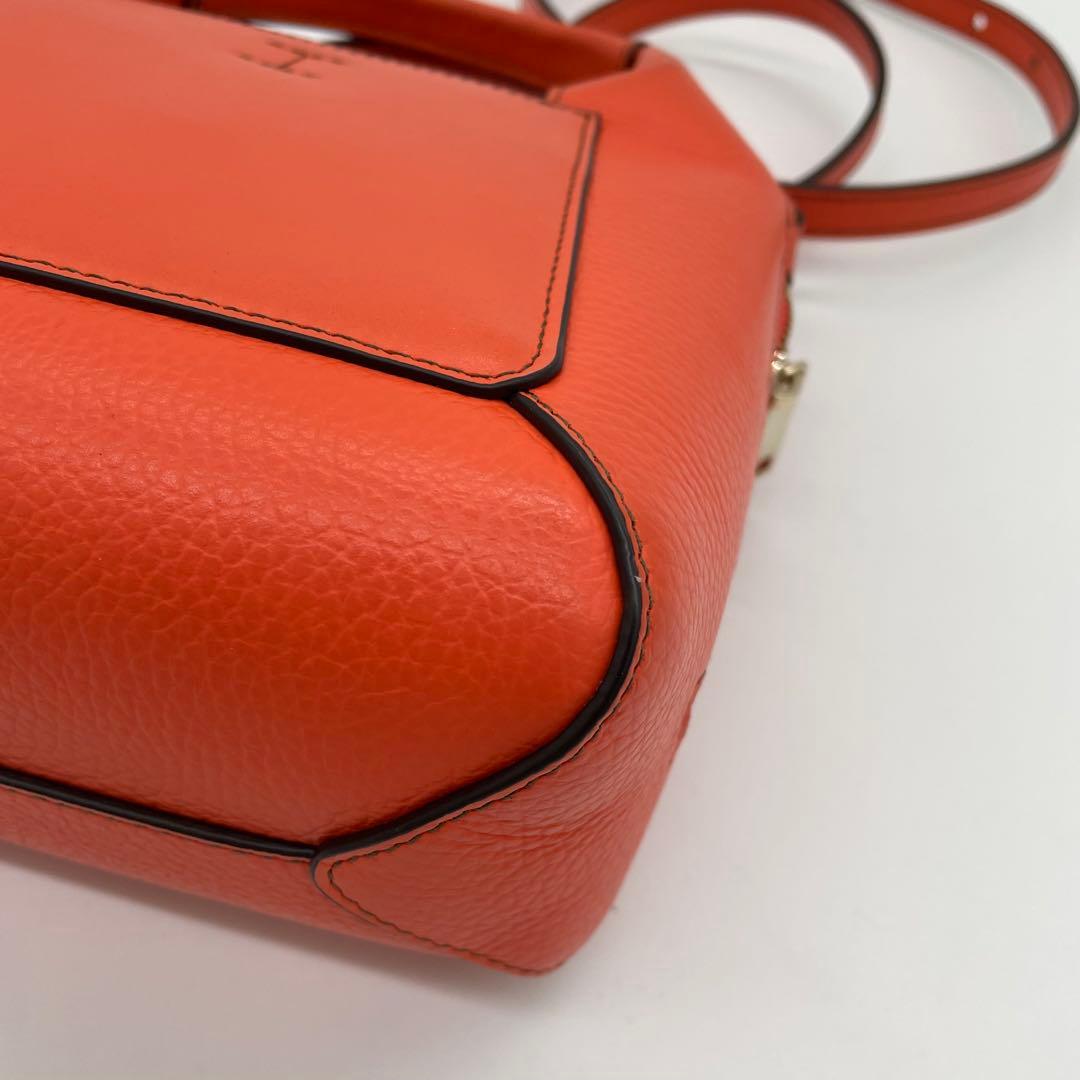 【未使用級】フルラ　2way ジルダ バッグ　ロゴ型押し　レザー　オレンジ