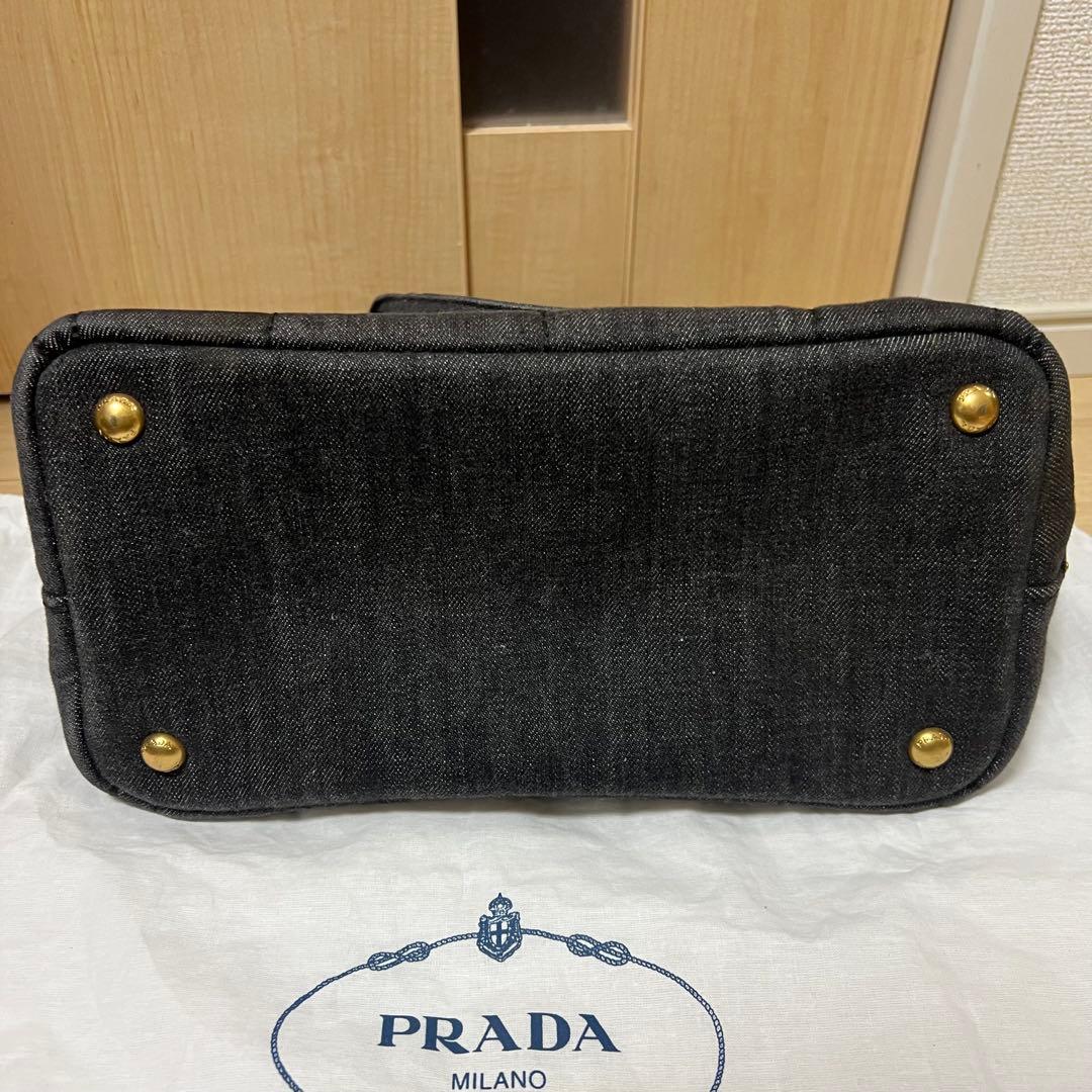 Prada プラダ デニム ハンドバッグ 2way 三角ロゴ ミニ カナパ