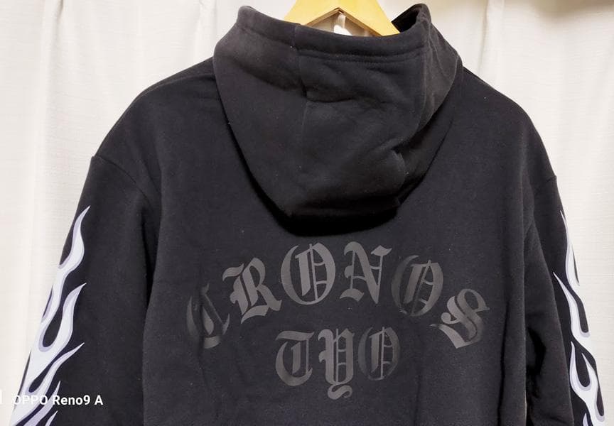 【新品未使用】CRONOSクロノス フレームデザイン スウェットパーカー 黒 S