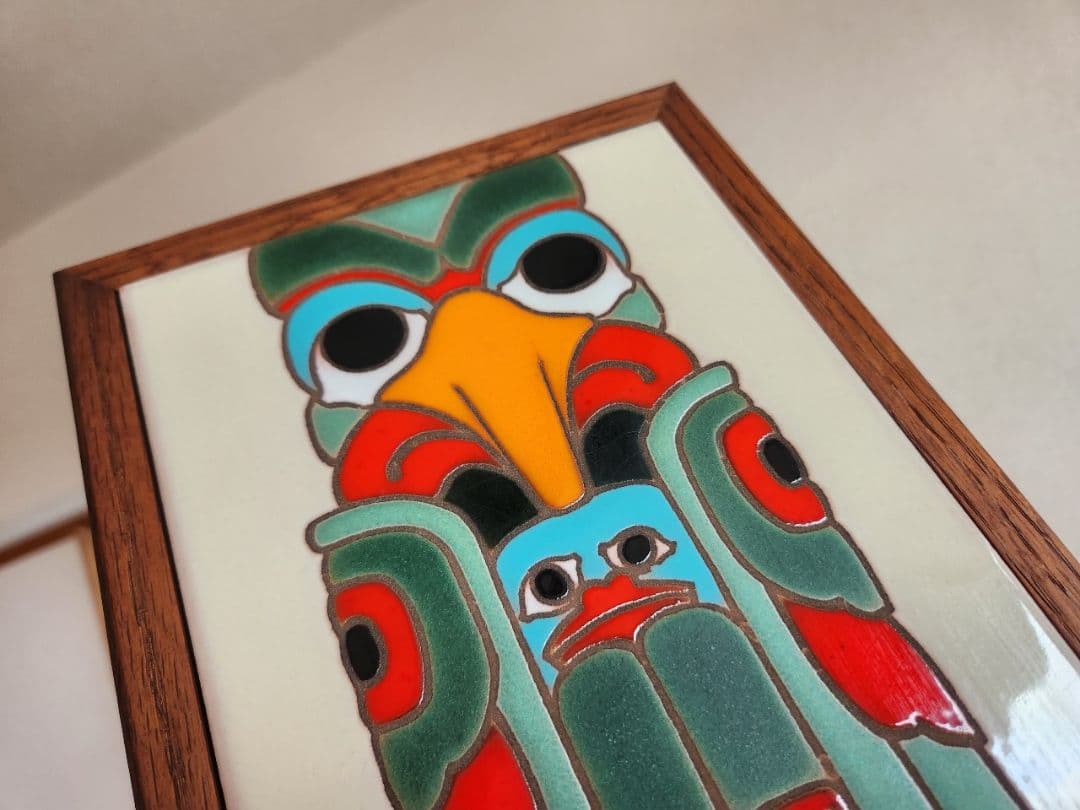 北米　サンタフェ　ネイティブアメリカン　額装タイル絵