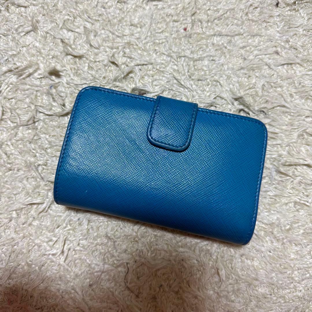 ✨極美品✨ プラダ 折り財布 L字ファスナー 三角ロゴ サフィア