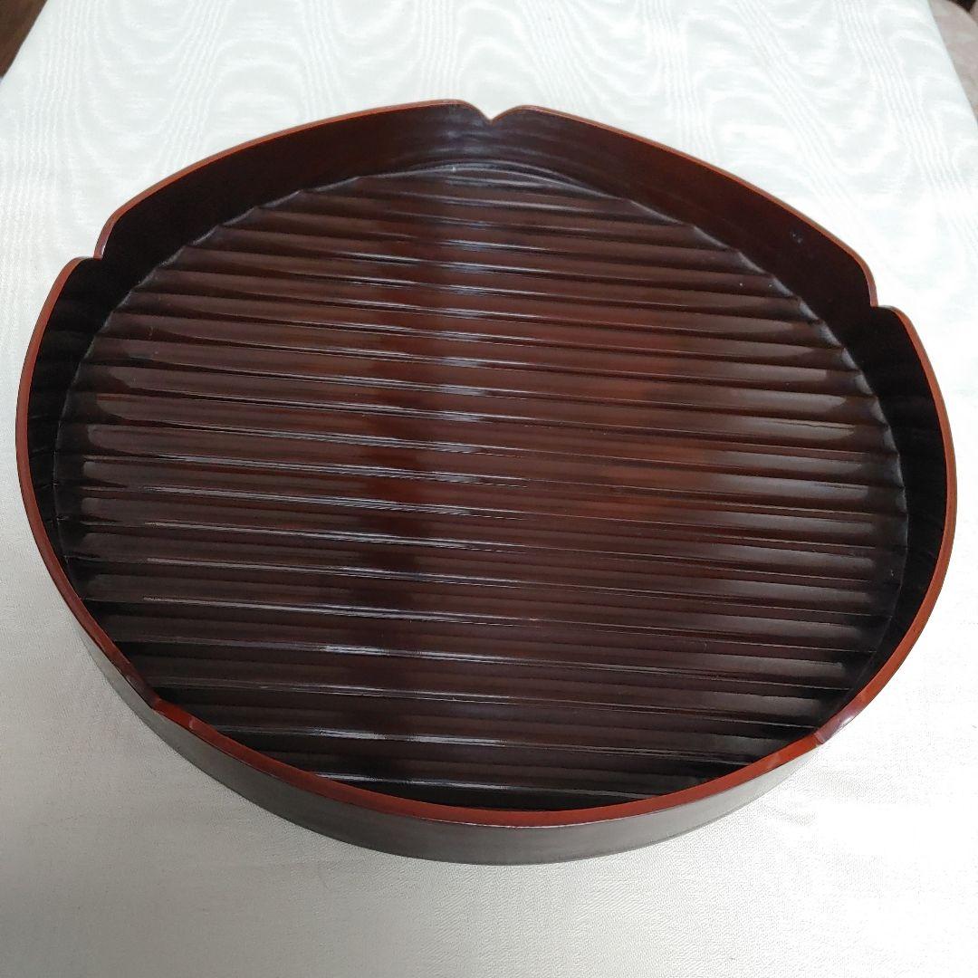 値下げ　花形盆　真塗　木製　茶道具　約29cm 花形盆 真塗 木製 茶道具 約29cm