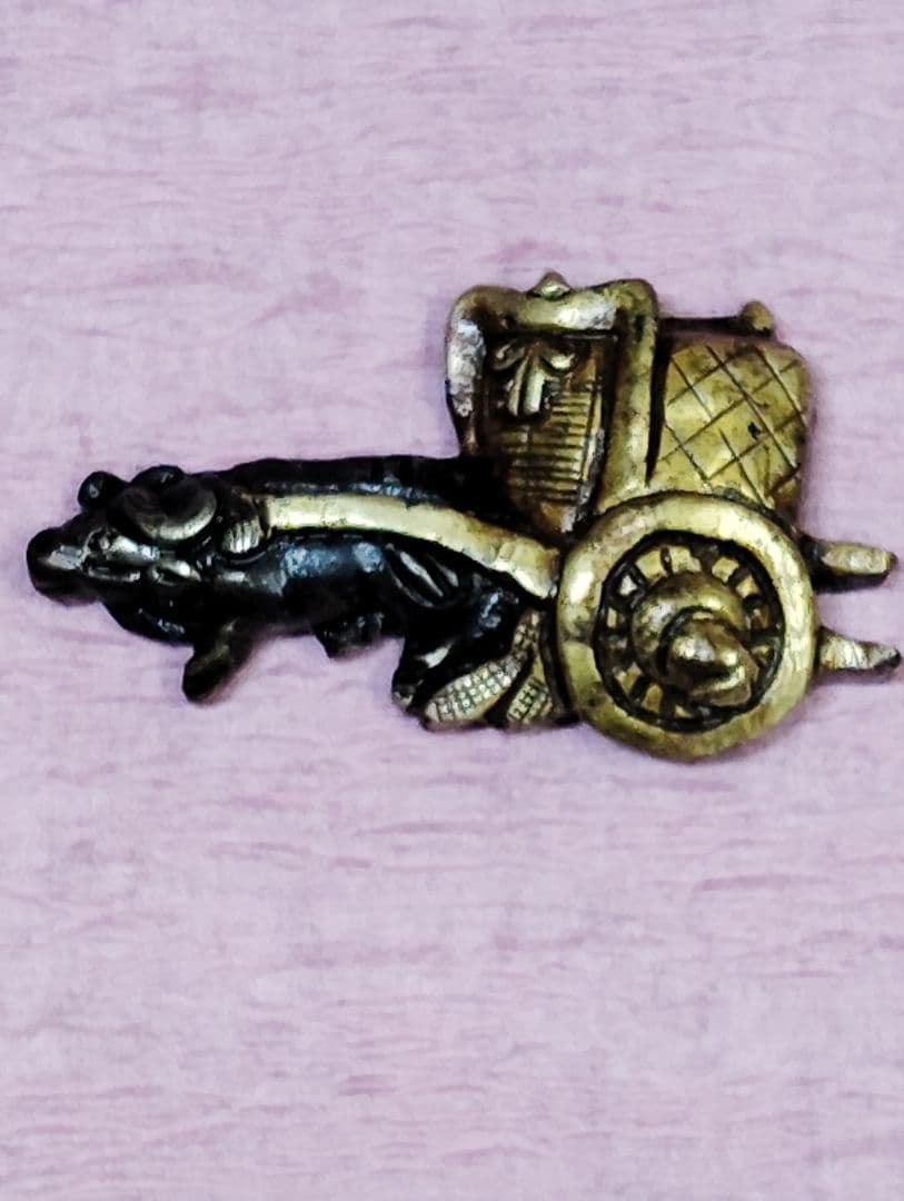 刀装具 目貫 金色絵 牛車図 時代物