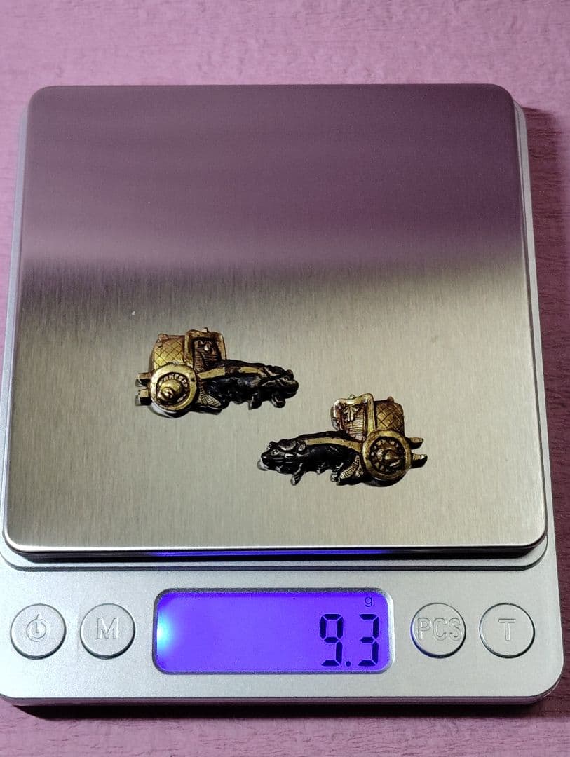 刀装具 目貫 金色絵 牛車図 時代物