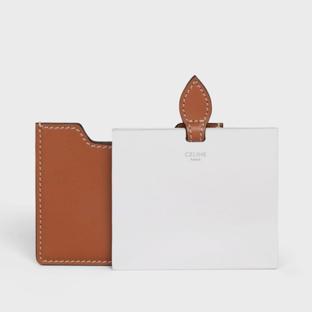 完売品　セリーヌ　新品未使用　鏡付きポーチ　ミラー　手鏡　スムースカーフスキン