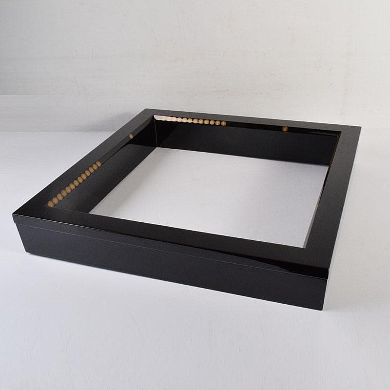 塗師　広峰作　絵師　青紘作　輪島塗　唐松蒔絵　炉縁　共布共箱　C　7908C