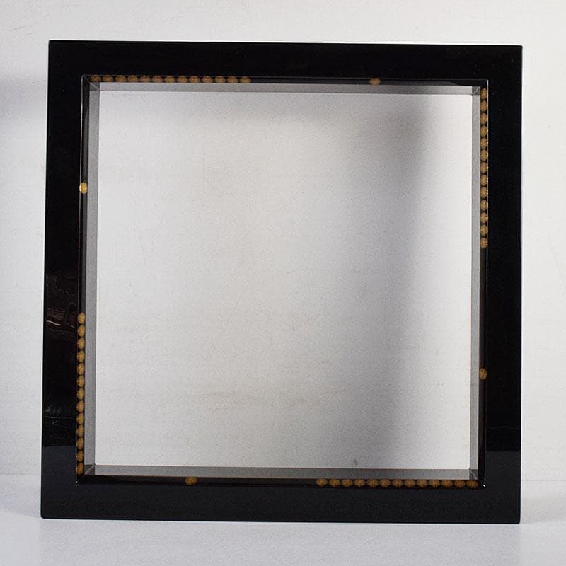 塗師　広峰作　絵師　青紘作　輪島塗　唐松蒔絵　炉縁　共布共箱　C　7908C