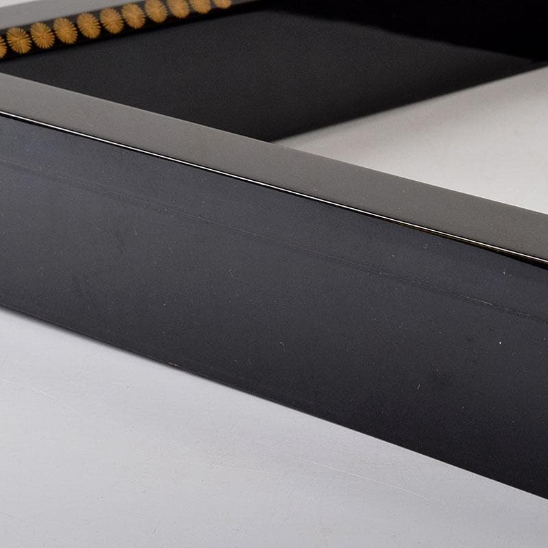 塗師　広峰作　絵師　青紘作　輪島塗　唐松蒔絵　炉縁　共布共箱　C　7908C