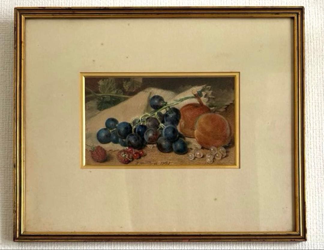 Sidney T. Whiteford 1880年　水彩画　果物の静物　額装 Sidney T. Whiteford 1880年 水彩画 果物の静物 額装
