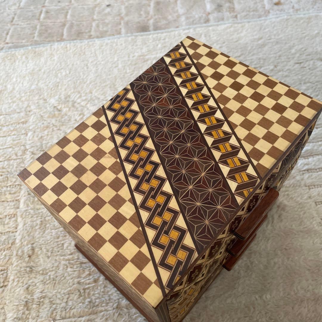 新品未使用 寄木細工 伝統工芸 和箪笥 小物入れ 箪笥 箱根寄木細工 3段