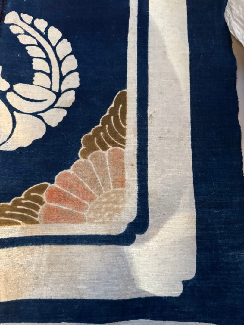 ①骨董レア品 日本 古布 藍染木綿 6m超 東北馬飾り コレクター