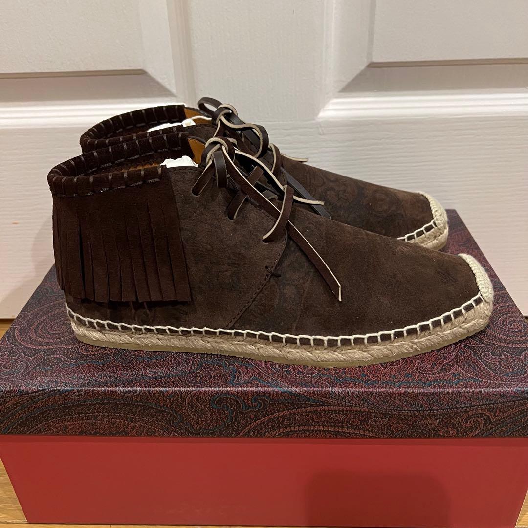 ETRO 未使用　スペイン製　ペイズリー　 高級レザー　リゾート　エスパドリーユ