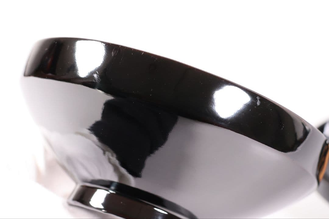 【CM403】天然木漆塗 菊桐鳳凰金蒔絵 黒塗 吸物椀 1客 昭和期 木製漆器