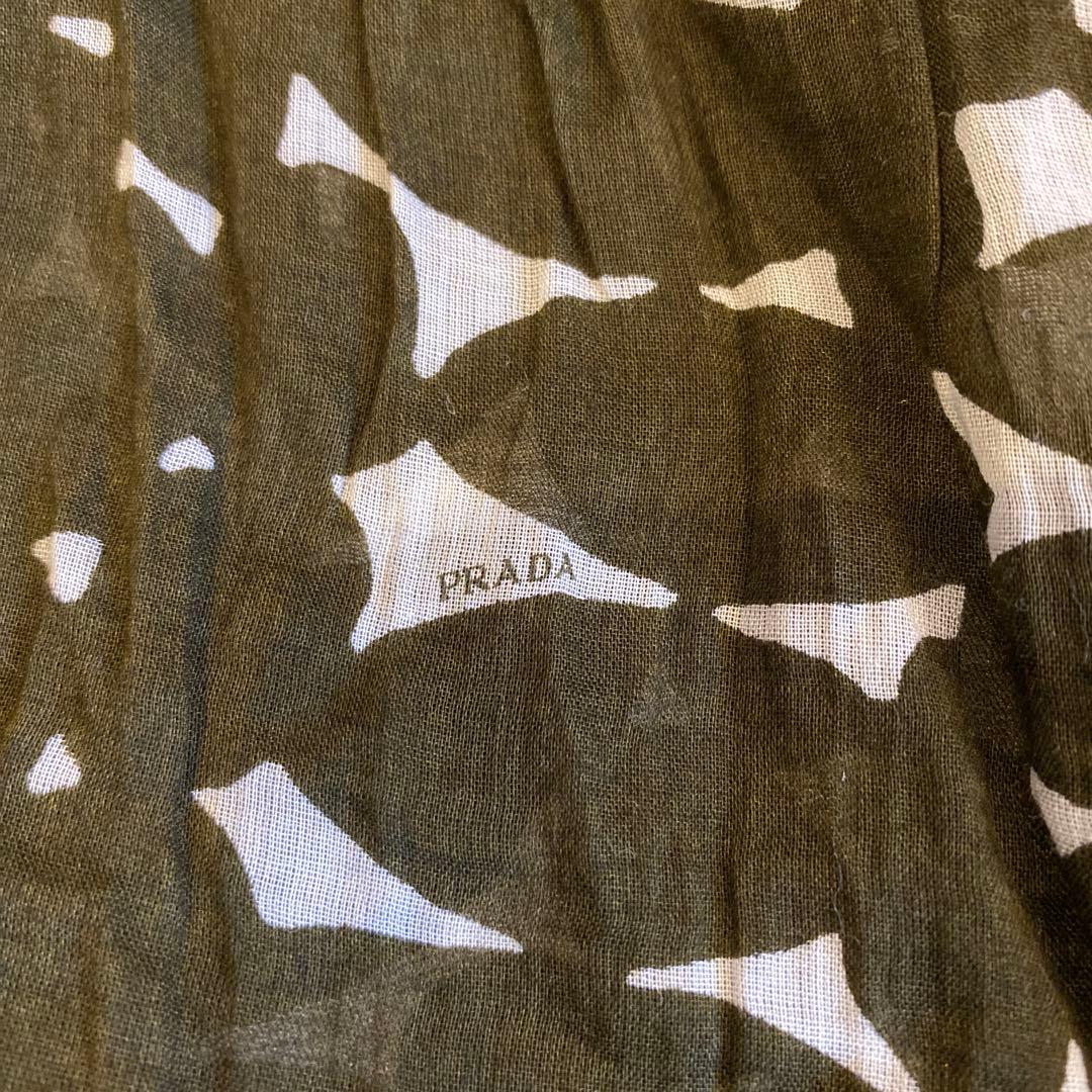 PRADA スカート　38 プリーツ　巻きスカート　ビンテージ　深緑　総柄　迷彩