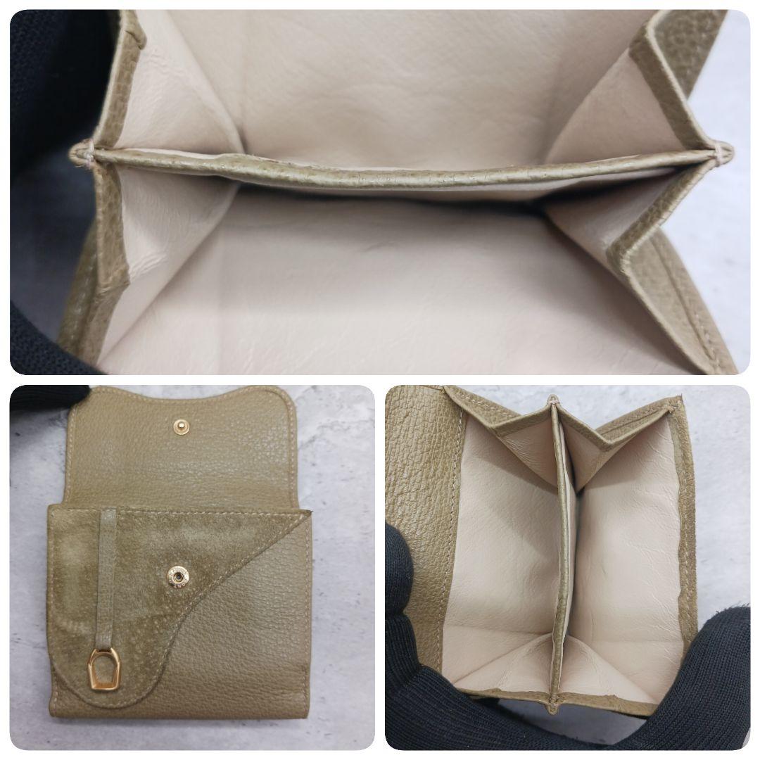 ✨美品✨ グッチ Wホック 二つ折り財布 ホースビット レザー スエード カーキ