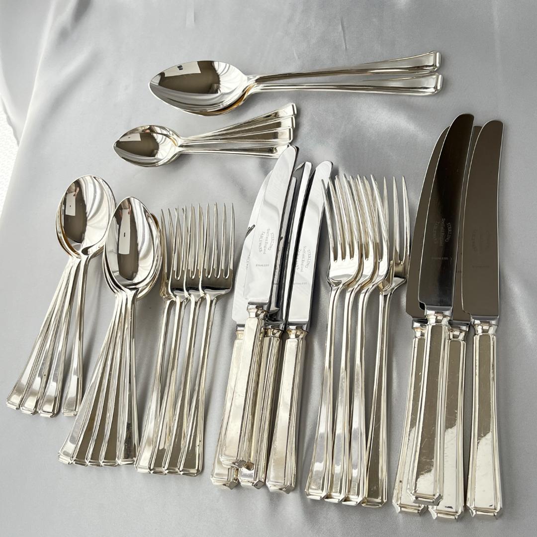 英国】 アールデコ ディナーセット 4名用30本組 A1プレート