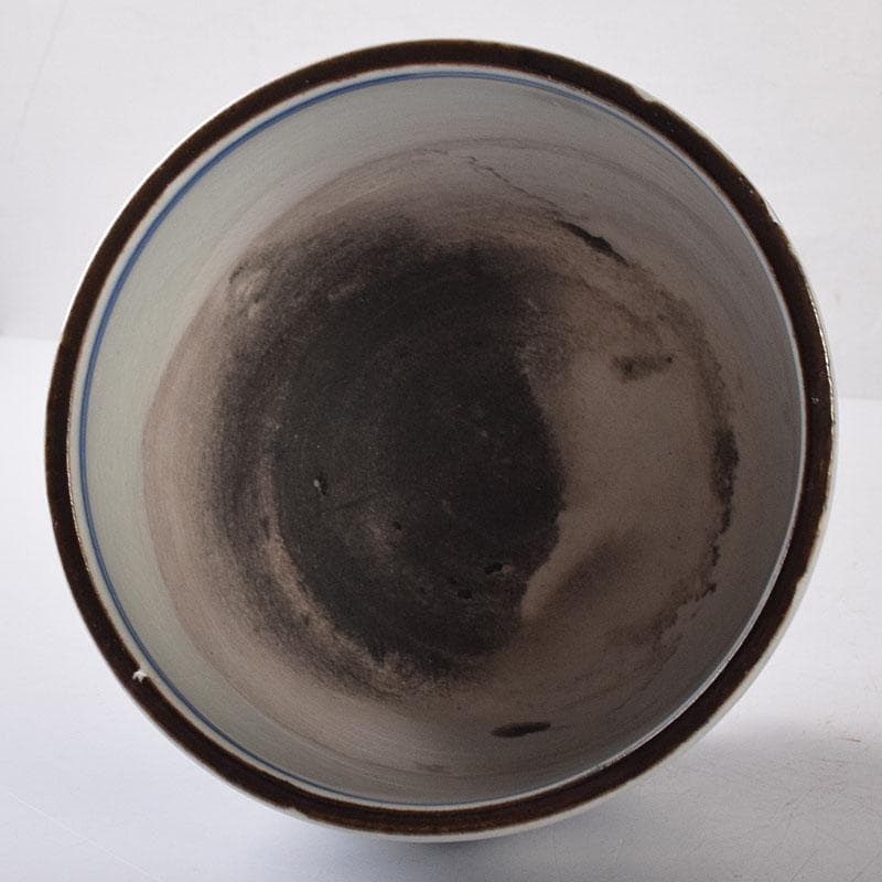 瀬戸焼 古瀬戸 染付秋草文 三つ足香炉 火入れ V R7933