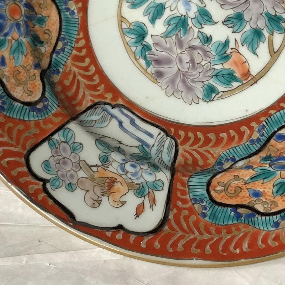 e2723 古伊万里 肥蝶山信甫製 赤絵 八寸皿 兜皿 色絵 皿 - メルカリ