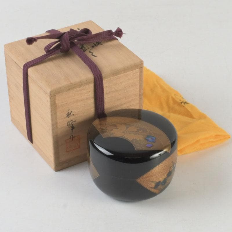 岡田紫峰作棗無垢 茶入れ 茶道具 直径6.5cm×高6.5cm