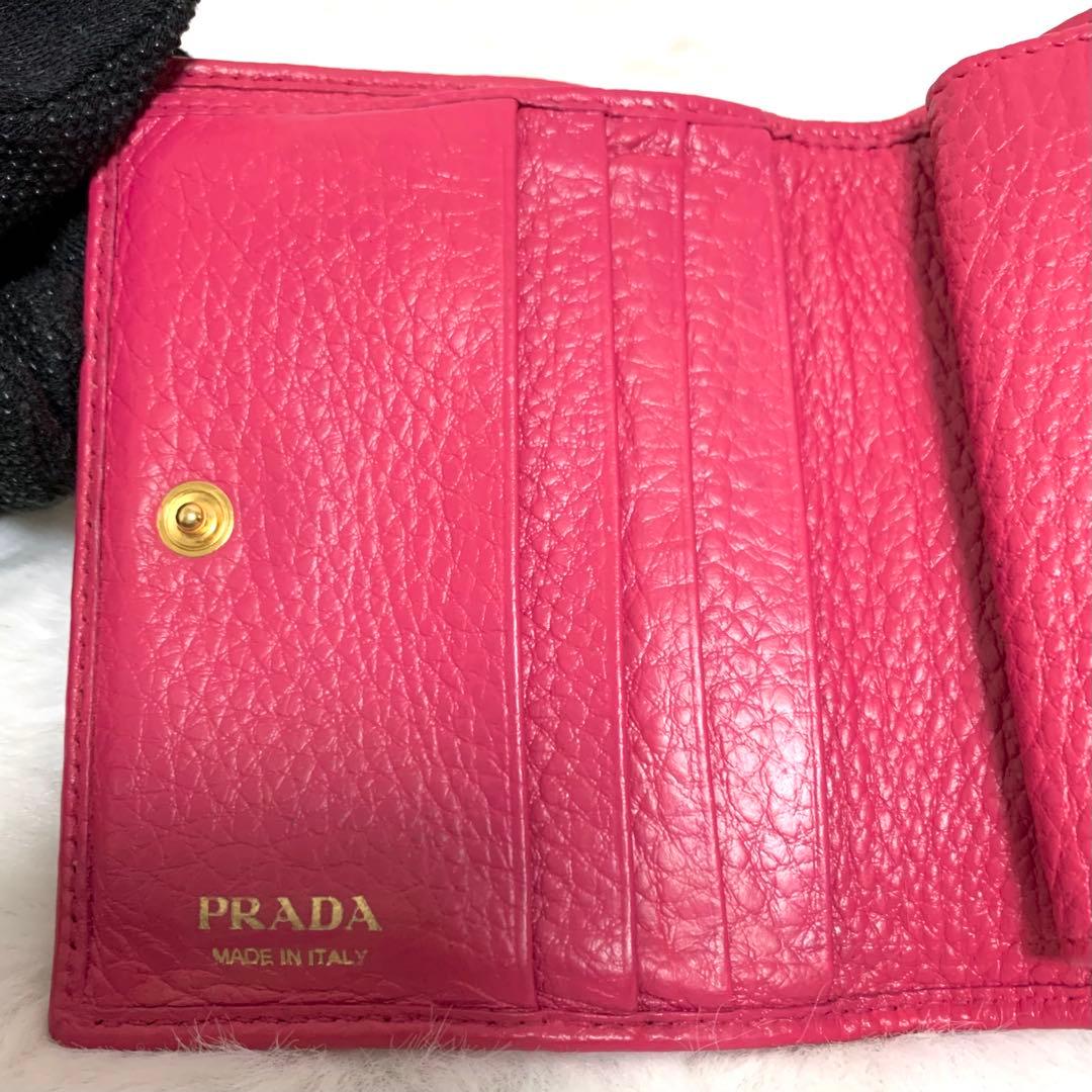 yyytPRADAプラダ　２つ折り財布　サフィアーノレザー　ピンク
