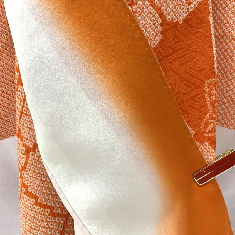 407ag10着物のみ□七五三 七歳 女児 着物　絞り染め□美品