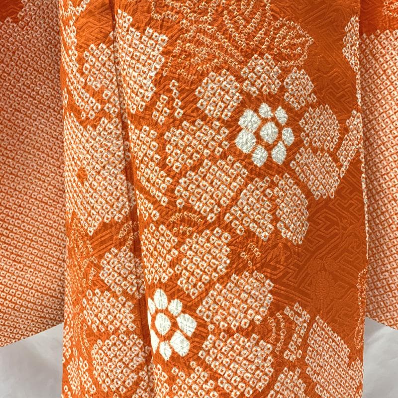 407ag10着物のみ□七五三 七歳 女児 着物　絞り染め□美品