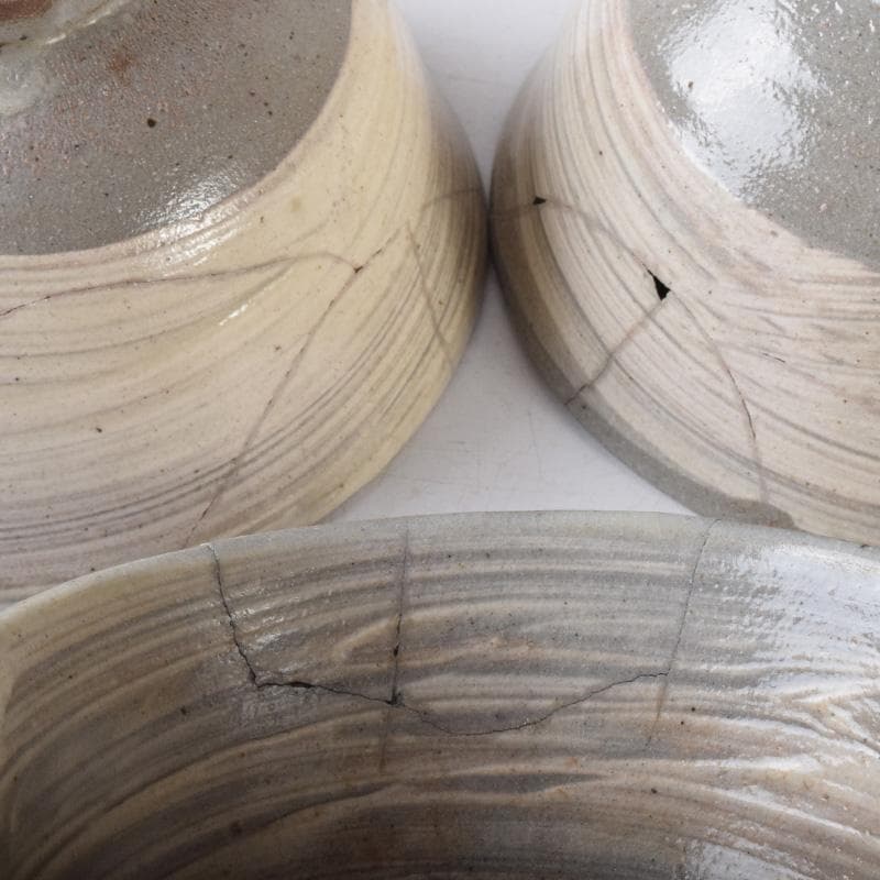 和食器　唐津焼　刷毛目　数茶碗　十客　在銘　時代箱付　C　7513A