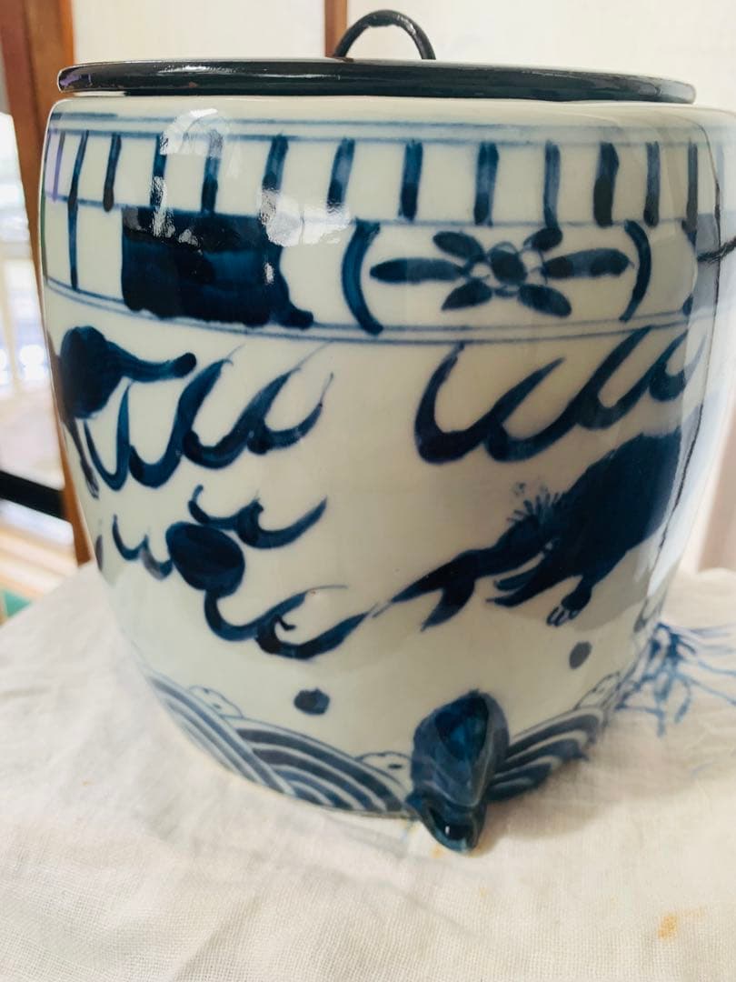 中国清時代染付水指(箱付き)