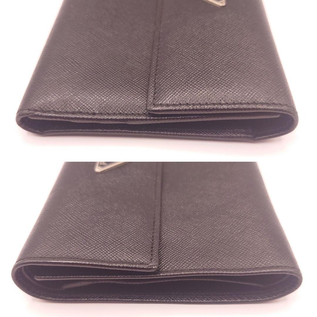 ☆PRADA（プラダ）三角ロゴプレート 三つ折り長財布 サフィアーノ ブラック