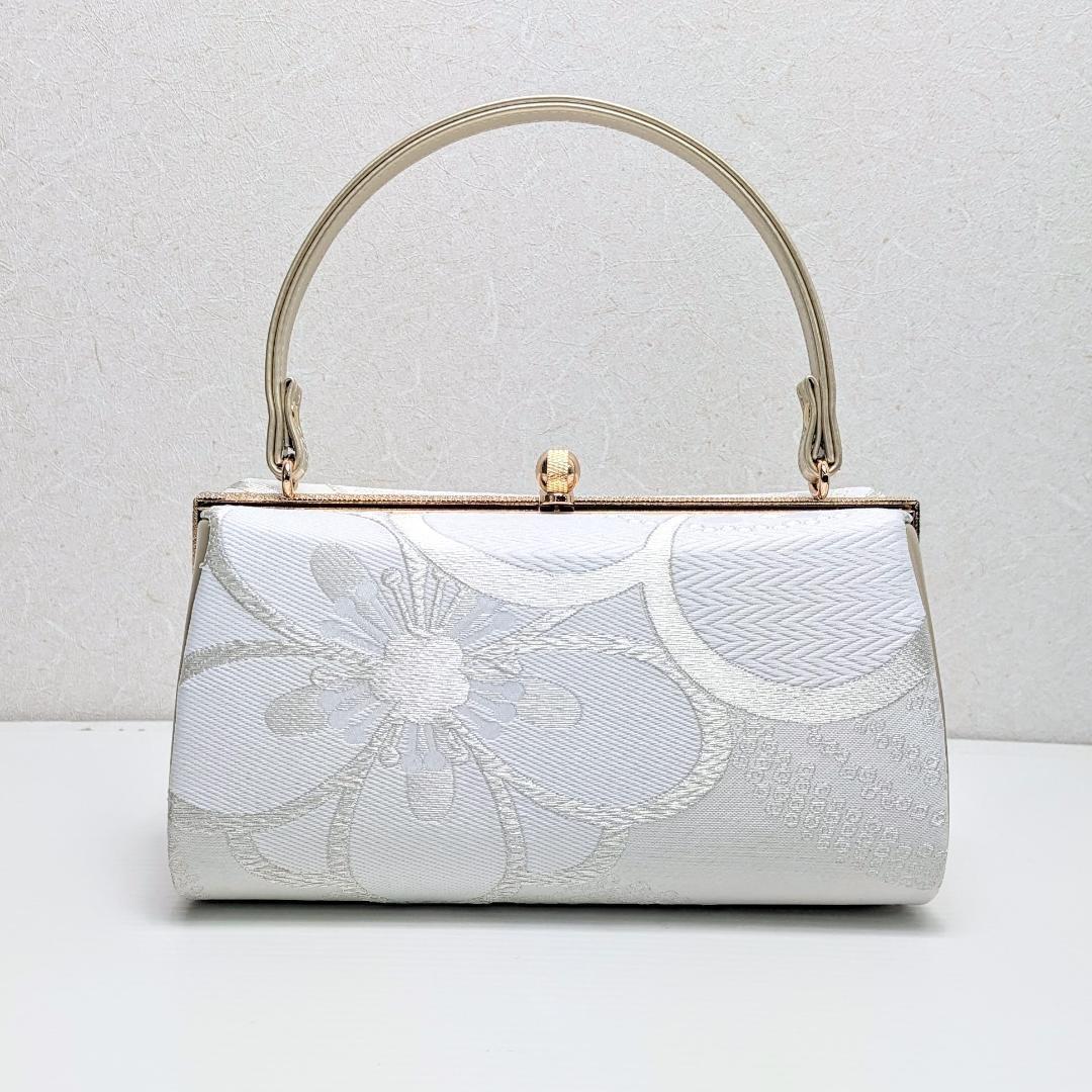 和装 草履 バッグ セット 帯地 梅 白 金 ゴールド フリーサイズ u94-1