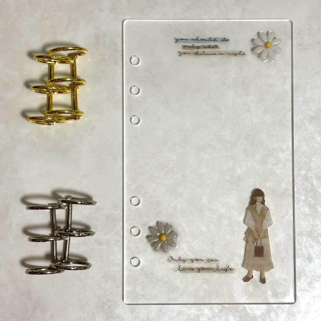 ✨milk⭐ ✨A6 アクリルレジンバインダー　リング付き