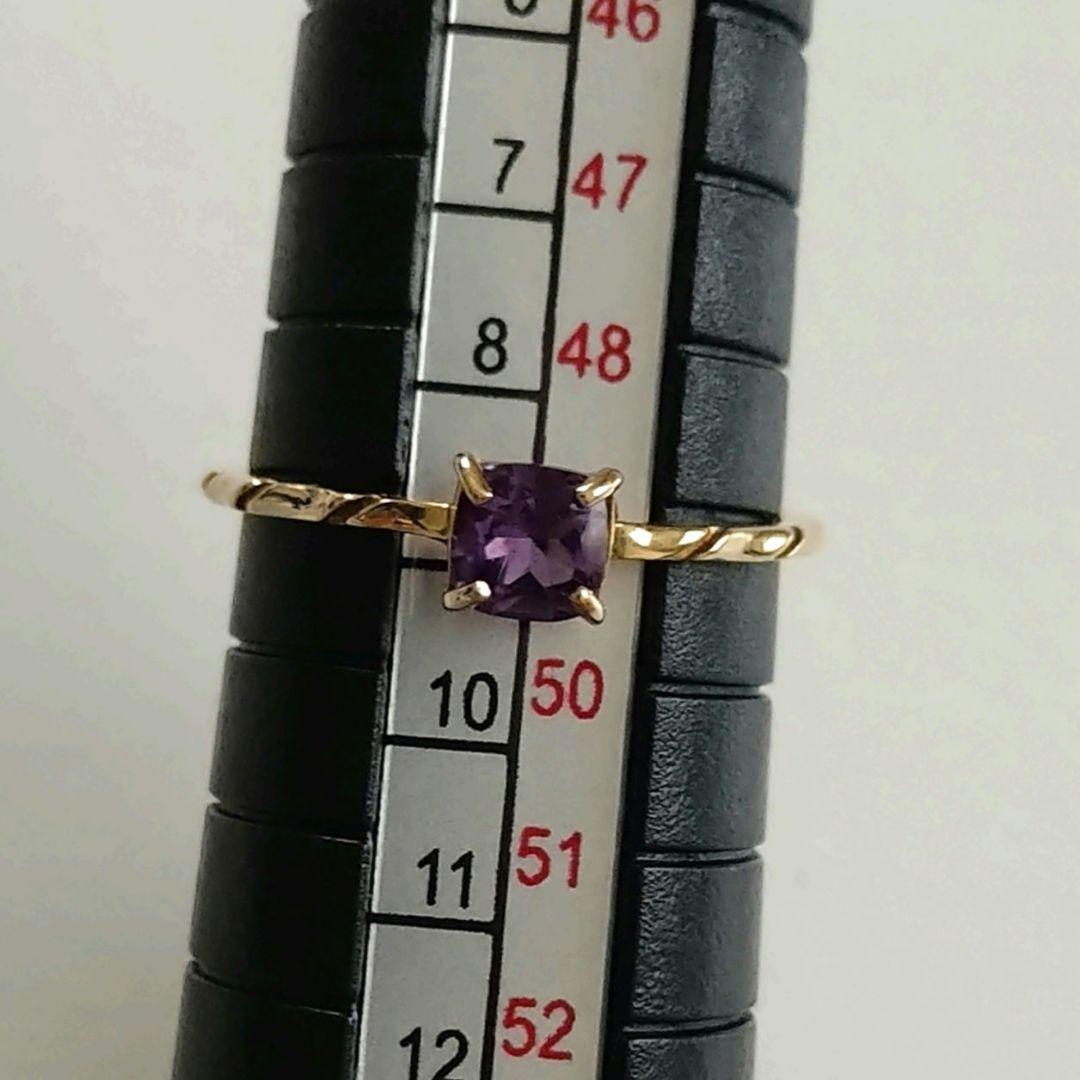美品【ノワールドプーペ】アメジスト K10 スクエアリング 9号 アガット好きな