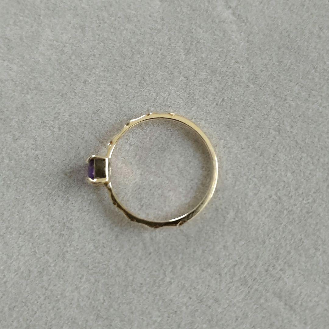 美品【ノワールドプーペ】アメジスト K10 スクエアリング 9号 アガット好きな