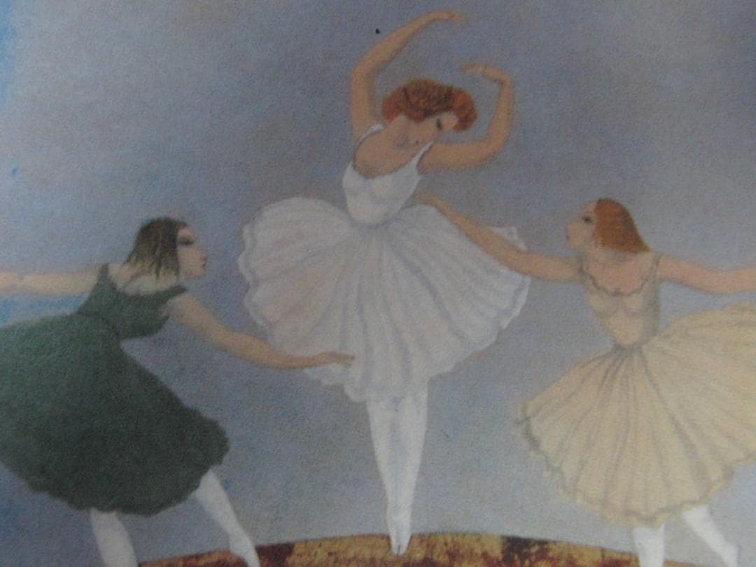 藤田嗣治、【Les trois danceuses】、希少な額装用画集より、厳選