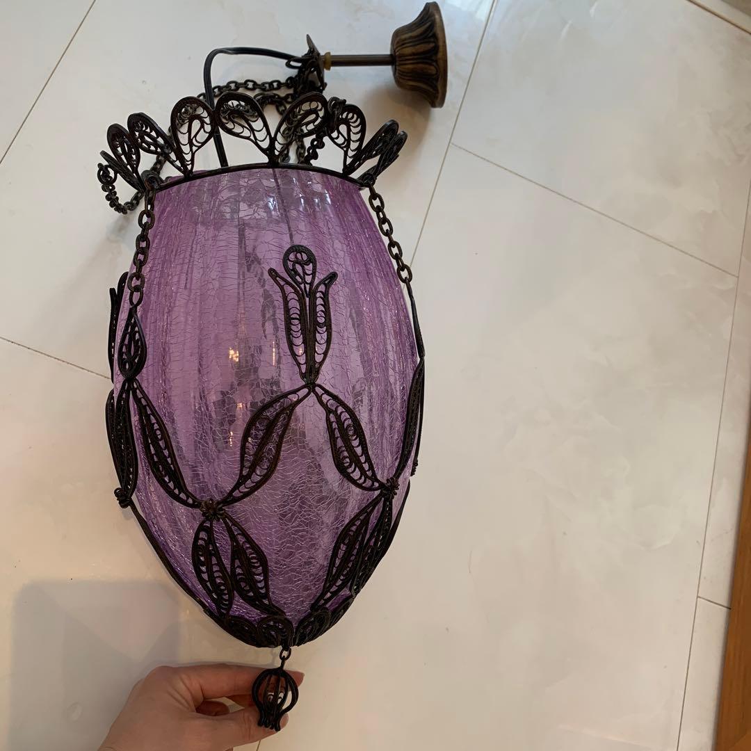 トルコランプ クラックガラス 吊り下げ シーリング