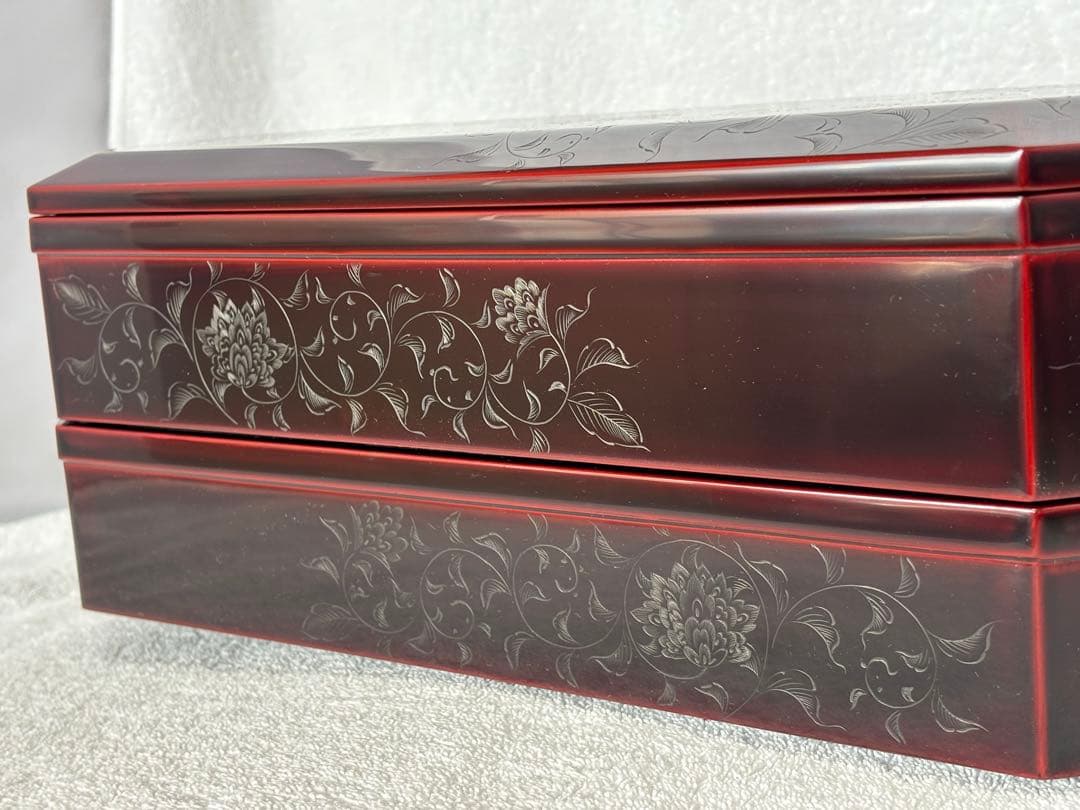 【未使用新品】千舟堂 八隅二段重箱 輪島塗 宝相華 共箱 専用布付き