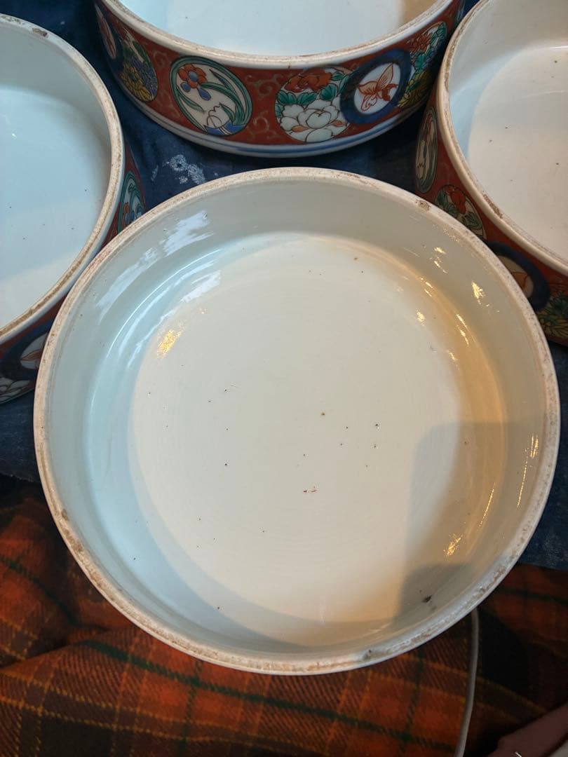 古伊万里 色絵 陶重 重箱 お節料理 江戸時代 傷直しあり 欠け無し