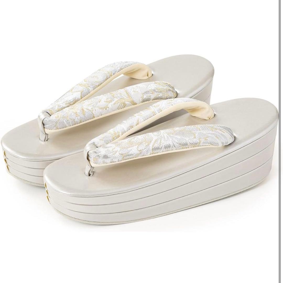 銀白洋菊 花柄和装用バッグと草履セット