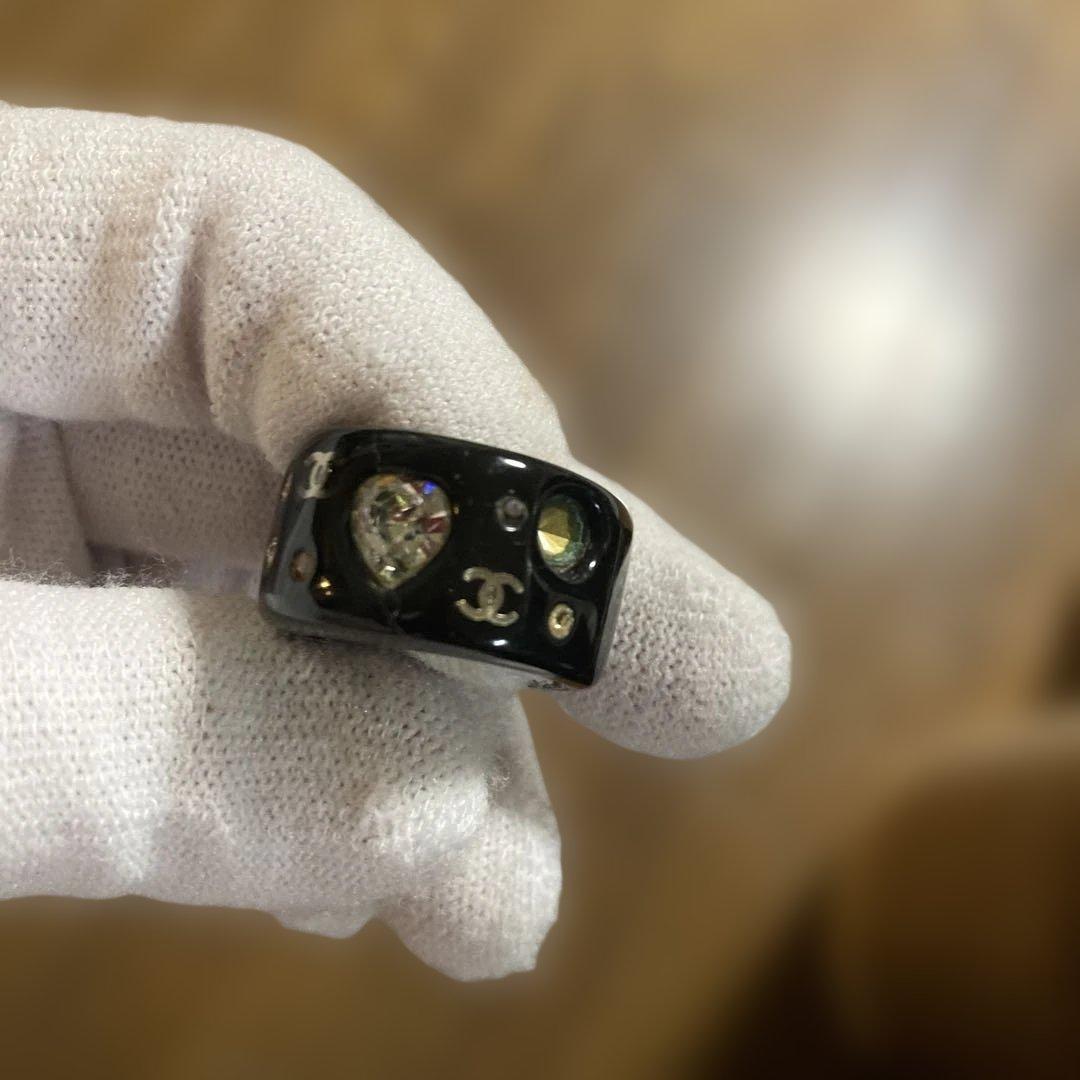 CHANELリング.ヴィンテージ★ココマーク.ハートモチーフラインストーン