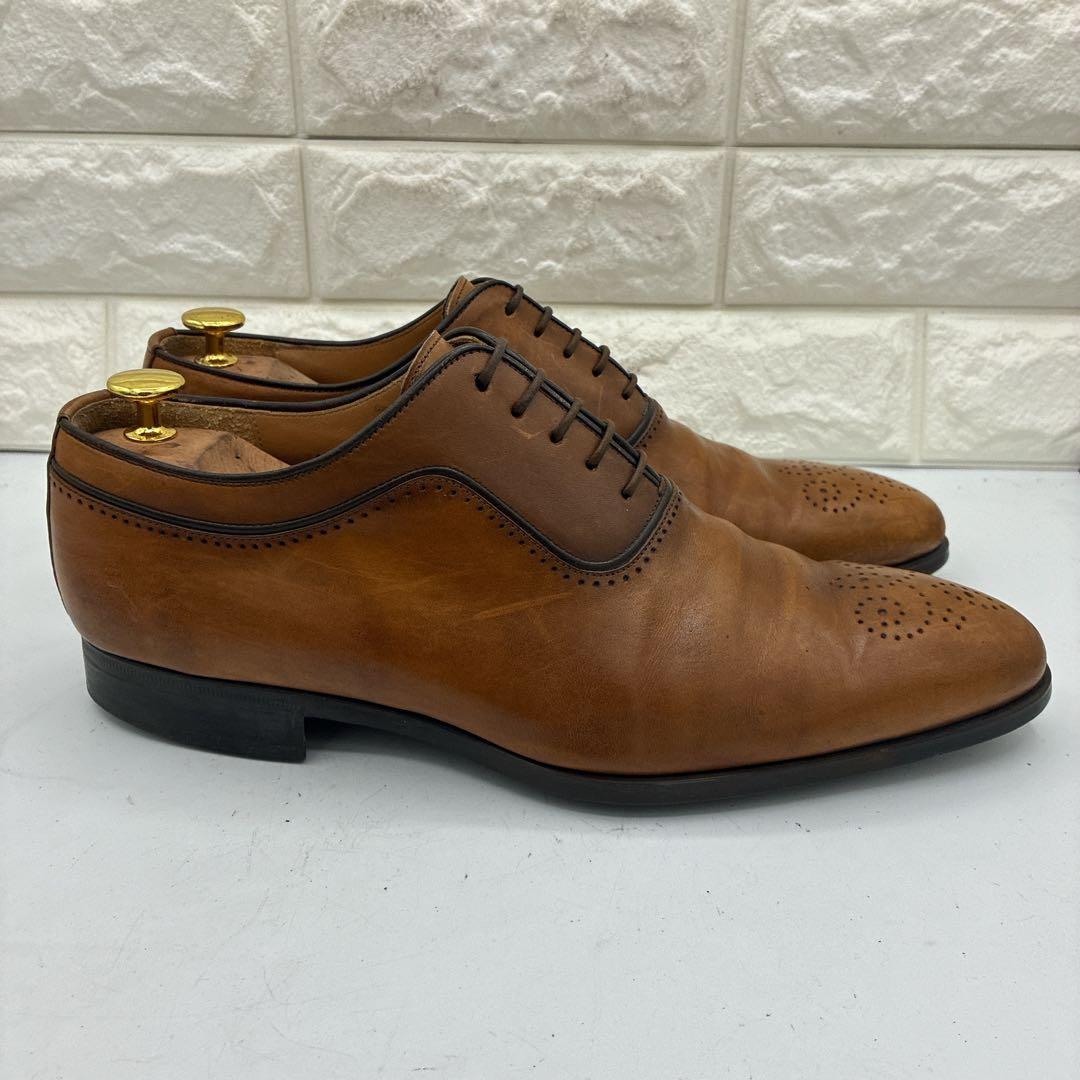 【良品】マグナーニ ビジネスシューズ メダリオン 44 プレーントゥ ブラウン