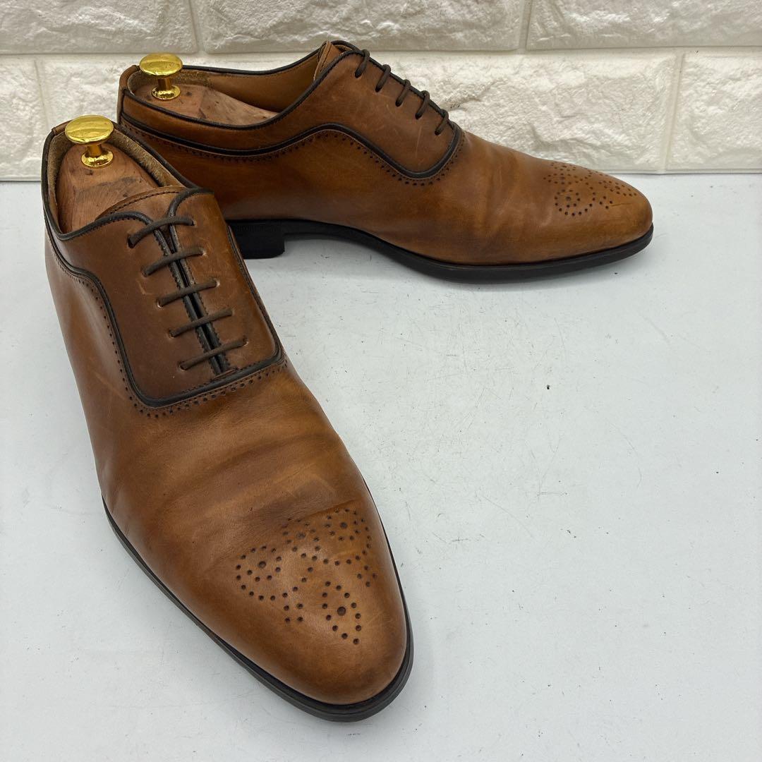 【良品】マグナーニ ビジネスシューズ メダリオン 44 プレーントゥ ブラウン