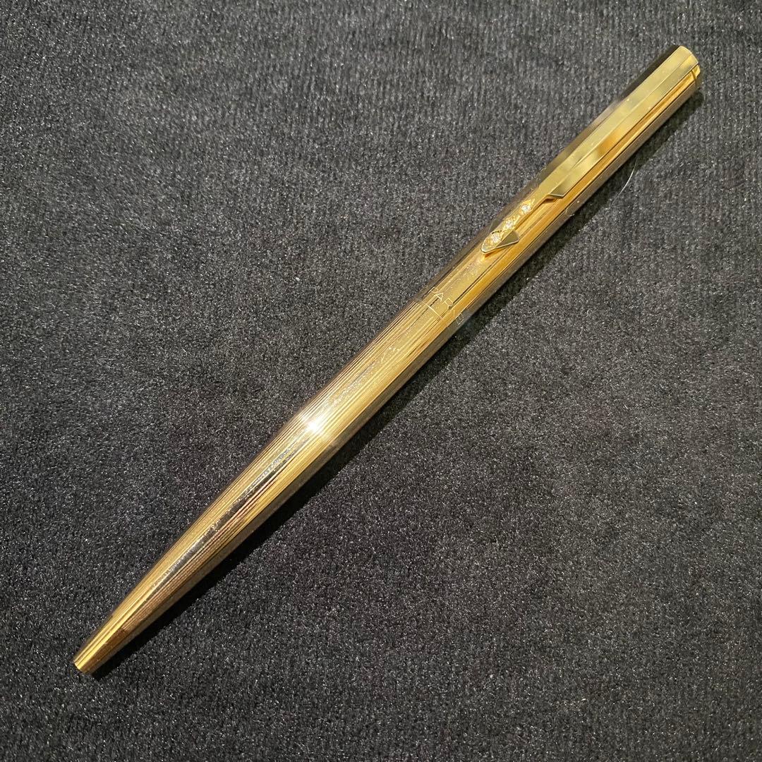 美品】 PARKER パーカーボールペン アロー ゴールド 3連ダイヤ？装飾