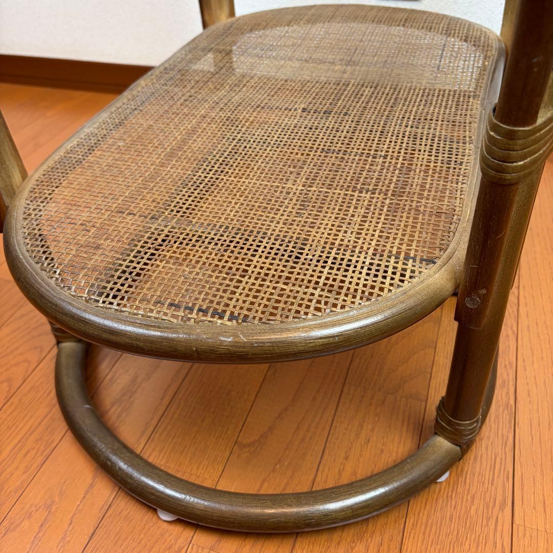 送料無料 ラタン製ガラス天板サイドテーブル アンティーク