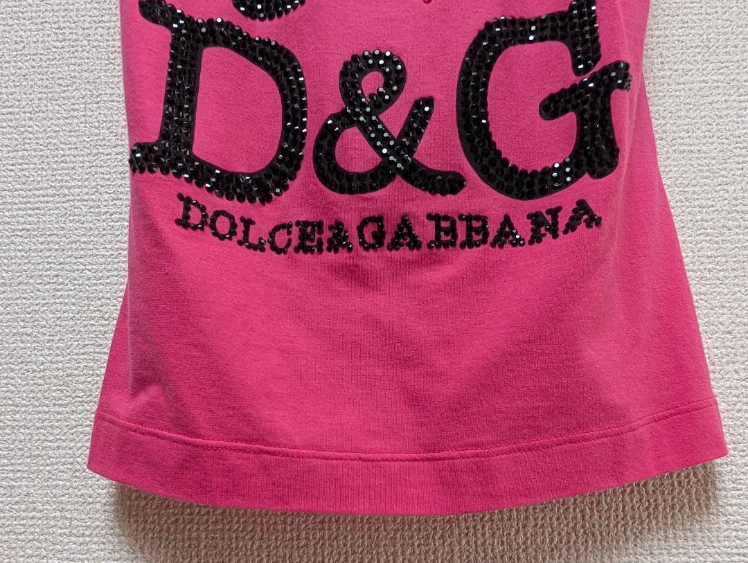 D&G ドルチェ&ガッバーナ ラインストーン タンクトップ XS ピンク