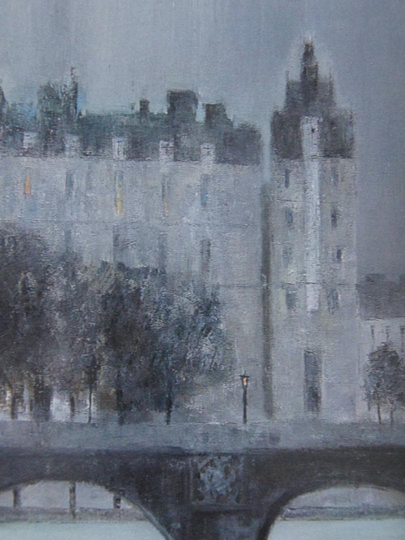 長濱伶子、【暮れゆくセーヌ】、希少な額装用画集より、新品額装付