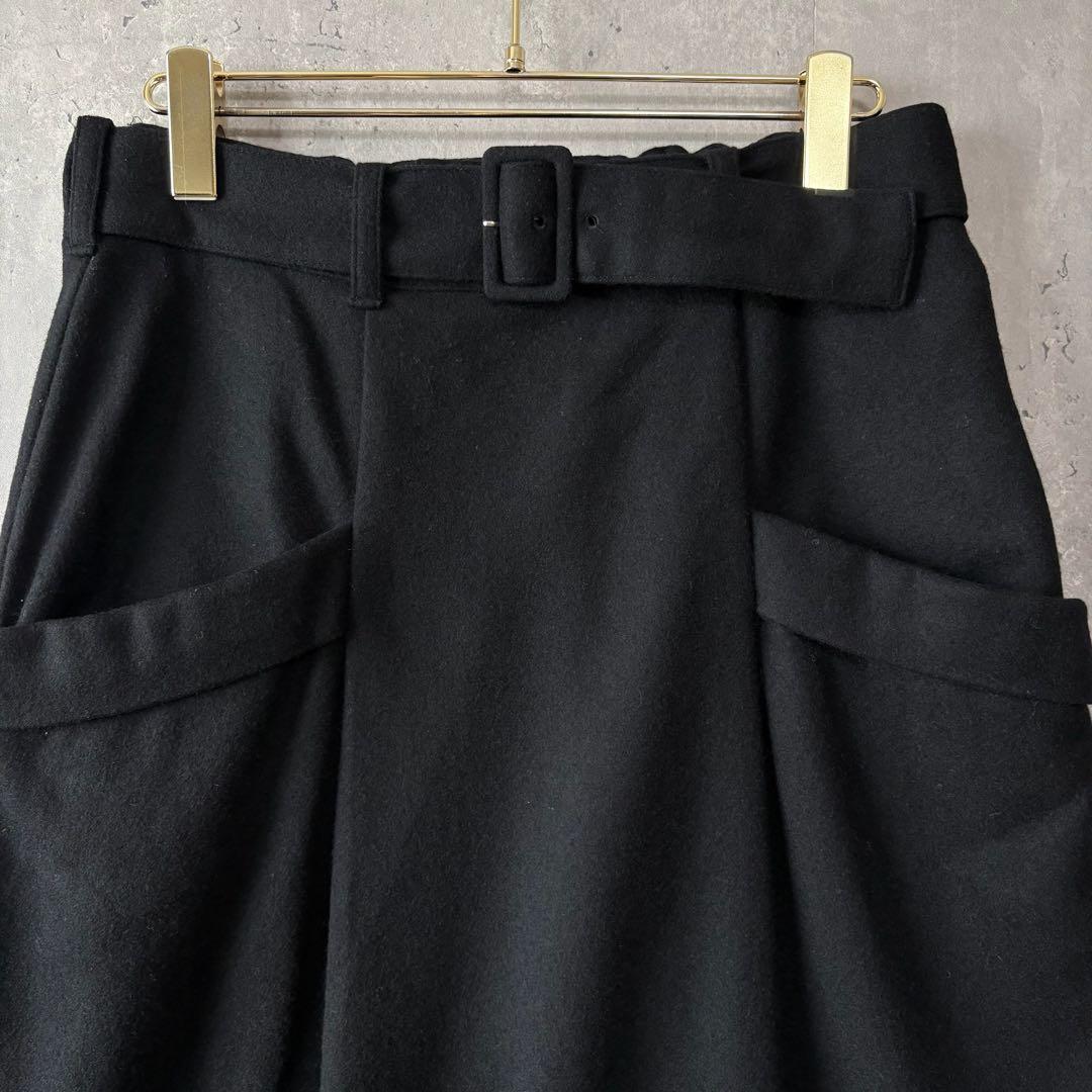 ワイズ Y's ウールナイロンフレアスカート 黒 ベルトデザイン　状態◎
